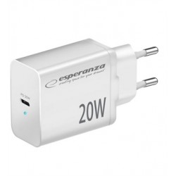Nabíječka Esperanza  EZC104W 20W USB-C PD, bílá